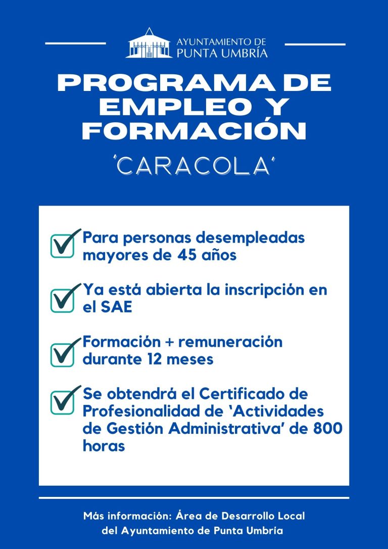 Punta Umbría Lanza el Programa de Empleo y Formación ‘Caracola’ para Mayores de 45 Años