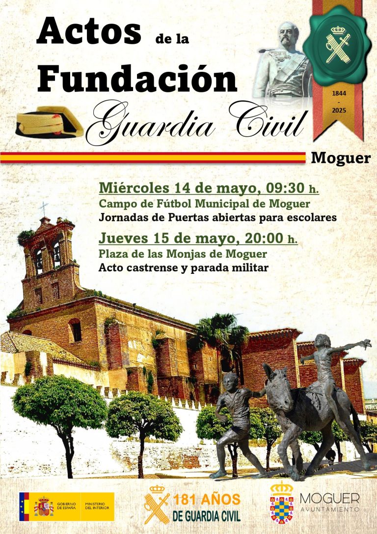 Moguer acoge los actos conmemorativos de la Fundación de la Guardia Civil con jornadas escolares y parada militar