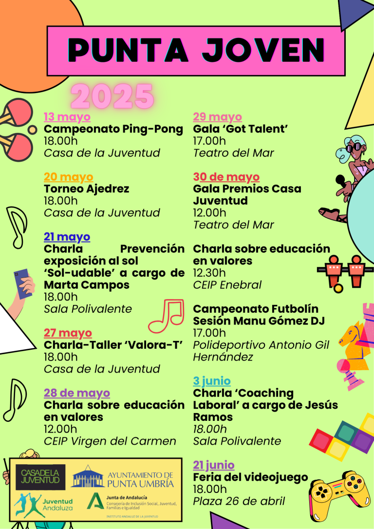 Punta Umbría activa su programación juvenil con ‘Punta Joven 2025’: charlas, torneos, galas y videojuegos