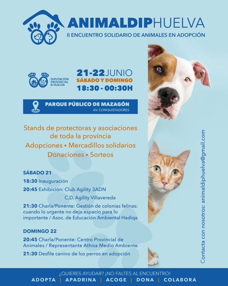 Mazagón acoge el II Encuentro Solidario de Adopción Animal ‘AnimalDipHuelva’ este fin de semana