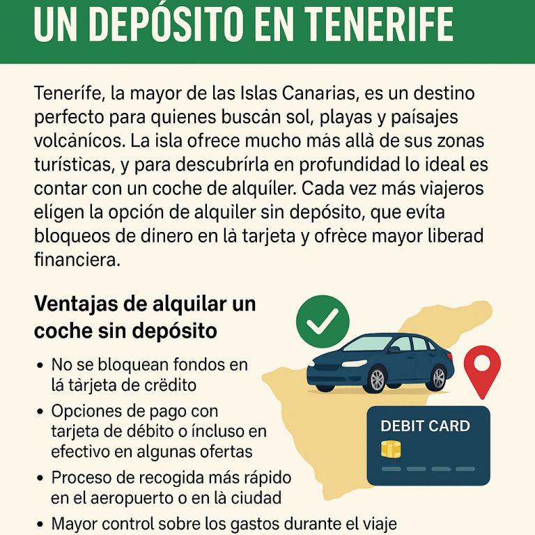 Los mejores sitios para alquilar un coche sin depósito en Tenerife